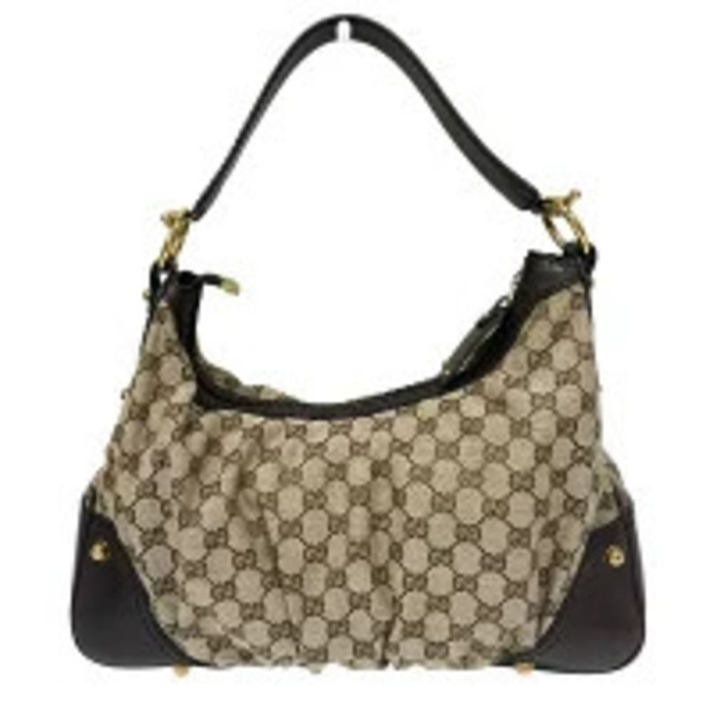 Gucci GG Handbag Shoulder Beige Canvas Semi Shoulder Studs Hobo Bag
